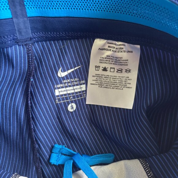NWOT Nike Pro Elite ‘Made in USA’ Long Blue Striped Running Tights - Picture 4 of 4